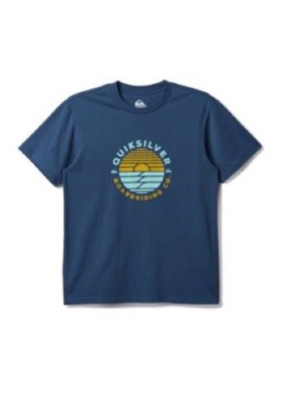 Quiksilver Navy Short-Sleeve Tee with Retro Sunset Graphic